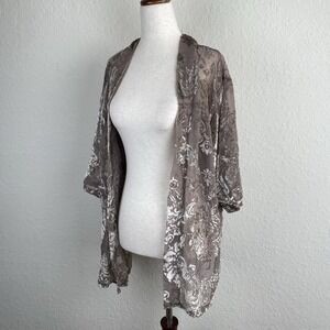 Bke Buckle M Kimono Velvet Burnout Romantic Boho Y2k Brown Fairy Witchy